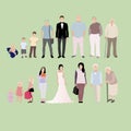 Growing generation male and female, from baby to senior Royalty Free Stock Photo