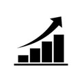 Growing graph bar chart icon symbol, Diagram flat design for web site logo app UI, Progress business concept Royalty Free Stock Photo