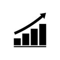 Growing graph bar chart icon symbol, Diagram flat design for web site logo app UI, Progress business concept, Vector illustration. Royalty Free Stock Photo