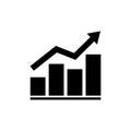 Growing graph bar chart icon symbol, Diagram flat design for web site logo app UI, Progress business concept, Vector illustration. Royalty Free Stock Photo