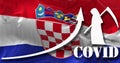 growing graph of coronavirus numbers of death in Croatia agaist the national flag. Increase of Covid-19 death cases. New wave. 3d