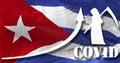 growing graph of coronavirus numbers of death in Cuba agaist the national flag. Increase of Covid-19 death cases. New wave. 3d