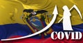 growing graph of coronavirus numbers of death in Ecuador agaist the national flag. Increase of Covid-19 death cases. New wave. 3d