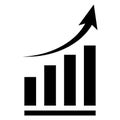 Growing graph icon. Progress bar sign. Chart increase profit. Growth success arrow icon. Black vector illustration. Royalty Free Stock Photo