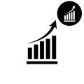 Growing graph - white vector icon