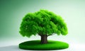 growing green tree on small land of green grass Royalty Free Stock Photo