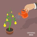 Growing ideas flat isometric vector concept.