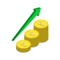 Growing Income concept symbol. Flat Isometric Icon or Logo. Royalty Free Stock Photo