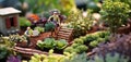 Growing kitchen garden vegetables, small-scale simulated vegetable plots, kitchen garden vegetable cultivation models, simulating Royalty Free Stock Photo