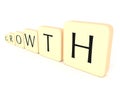 Growing Letter Tiles Forming The Word Growth, 3d illustration