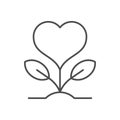 Growing love line outline icon