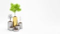 Growing Money, Green tree on coins and dried trees , Finance And Investment Concept isolated on white 3d render