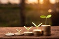 Growing Money  Plant On Coins business Finance And Investment Concept Royalty Free Stock Photo