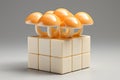 growing mushrooms in a cube Royalty Free Stock Photo