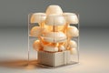 growing mushrooms in a cube Royalty Free Stock Photo