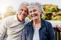 Growing older is better together. a happy senior couple relaxing together outdoors. Royalty Free Stock Photo