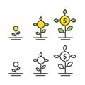 Growing plant, dollar investment. Vector logo icon template Royalty Free Stock Photo