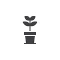 Growing plant in a pot vector icon Royalty Free Stock Photo