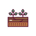 Growing plants line icon. Isolated vector element. Royalty Free Stock Photo