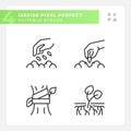 Growing plants linear icons set