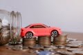 Growing price of car, leasing, service, insurance, fuel and everything around cars inflation concept.world economics and inflation Royalty Free Stock Photo