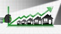 Growing Real Estate Sales - Graph with Houses Royalty Free Stock Photo