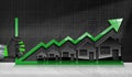 Growing Real Estate Sales - Graph with Houses Royalty Free Stock Photo