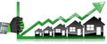 Growing Real Estate Sales - Graph with Houses Royalty Free Stock Photo