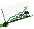 Growing Real Estate Sales - Graph with Houses Royalty Free Stock Photo