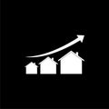 Growing real estate sales icon isolated on black background Royalty Free Stock Photo