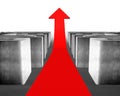 Growing red arrow through concrete maze Royalty Free Stock Photo