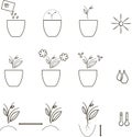 Growing seeds icons, agronomy. Thin black lines on a white background Royalty Free Stock Photo