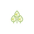 Growing sprout with green leaves and euro sign. vector icon. Income growth flat icon Royalty Free Stock Photo