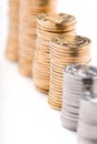 Growing stacks of coins Royalty Free Stock Photo
