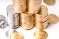 Growing stacks of coins Royalty Free Stock Photo