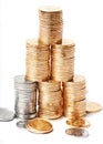 Growing stacks of coins Royalty Free Stock Photo