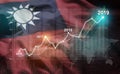 Growing Statistic Financial 2019 Against Taiwan Flag