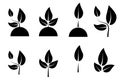 Growing stem silhouette icon. Nature background. Agriculture symbol. Grow process. Vector illustration. Stock image. Royalty Free Stock Photo