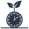 Growing Time Concept Clock with Leaves Timeless Growth and Sustainability Royalty Free Stock Photo