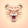 Growling bear metal head vector 3d color illustration