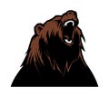 Growling brown bear vector illustration, bear logo design concept.