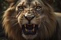 Growling lion close up. Generative AI Royalty Free Stock Photo