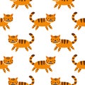 Growling tiger cub. Seamless pattern for fabric, wrapping paper, wallpaper.