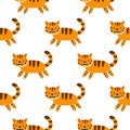 Growling tiger cub. Seamless pattern for fabric, wrapping paper, wallpaper.