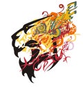 Growling tiger head colorful splashes