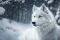 Growling White Wolf in the Snow background, ai generative Royalty Free Stock Photo