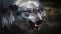 growling Wolf studio shot with black background. Royalty Free Stock Photo