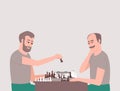 Grown men play chess using a watch to control time Royalty Free Stock Photo