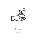 Grows icon. Thin linear grows outline icon isolated on white background from nature collection. Line vector grows sign, symbol for