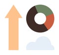 Growth Arrow with Colorful Pie Chart and Cloud Representing Progress and Analytics Royalty Free Stock Photo